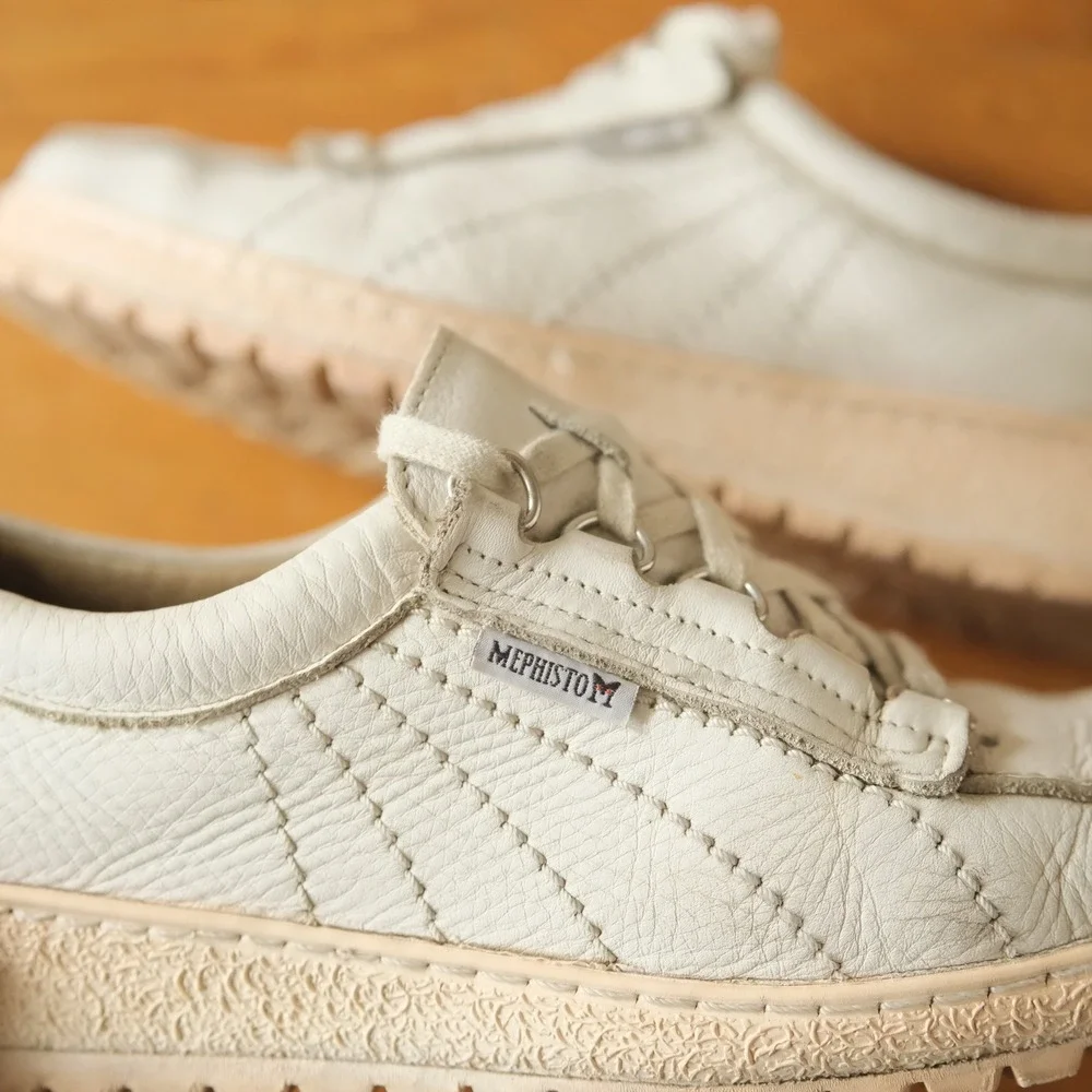 Mephisto Rainbow Sneakers Womens White Leather Rubber Sole 8.5 Casual Walking